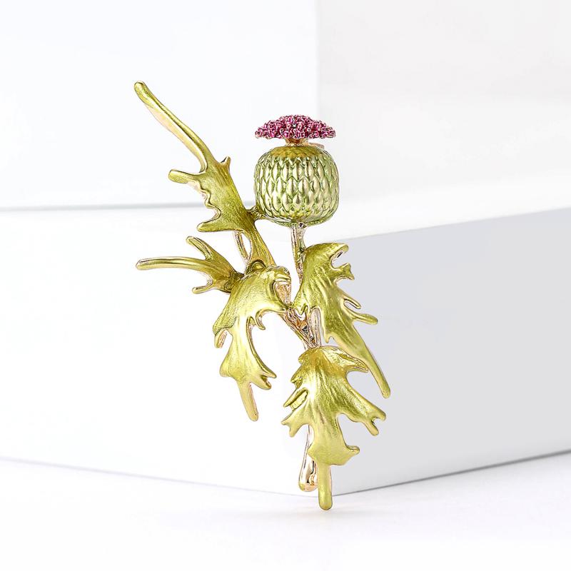 ブローチ レディース コサージュ アクセサリー 桜草 プリムローズ 植物 葉 モチーフ 合金 エナメル 高..