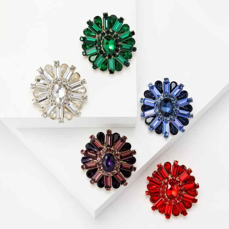 Other - ブローチ レディース コサージュ ピンバッジ アクセサリー 花 モチーフ クリスタル ラインストーン ビジュー 高級感 華やか ゴージャス シンプル 上品 フォーマル パーティー 通勤 春夏 ゴールド シルバー パープル