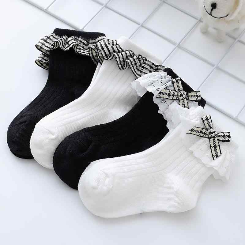靴下 女の子 キッズ ベビー レース フリル リボン 韓国 プリンセス クルーソックス コットン コーマ綿 ..