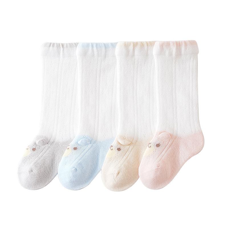 靴下 ベビー キッズ 男の子 女の子 春夏 メッシュ クルー丈 ハイソックス 子供 赤ちゃん 幼児 コーマ綿 通気性 吸汗 防臭 薄手 シームレス シームレス 網目 蒸れにくい 伸縮性 かわいい キャラクター アニマル柄 普段使い お出かけ 通園 ベージュ