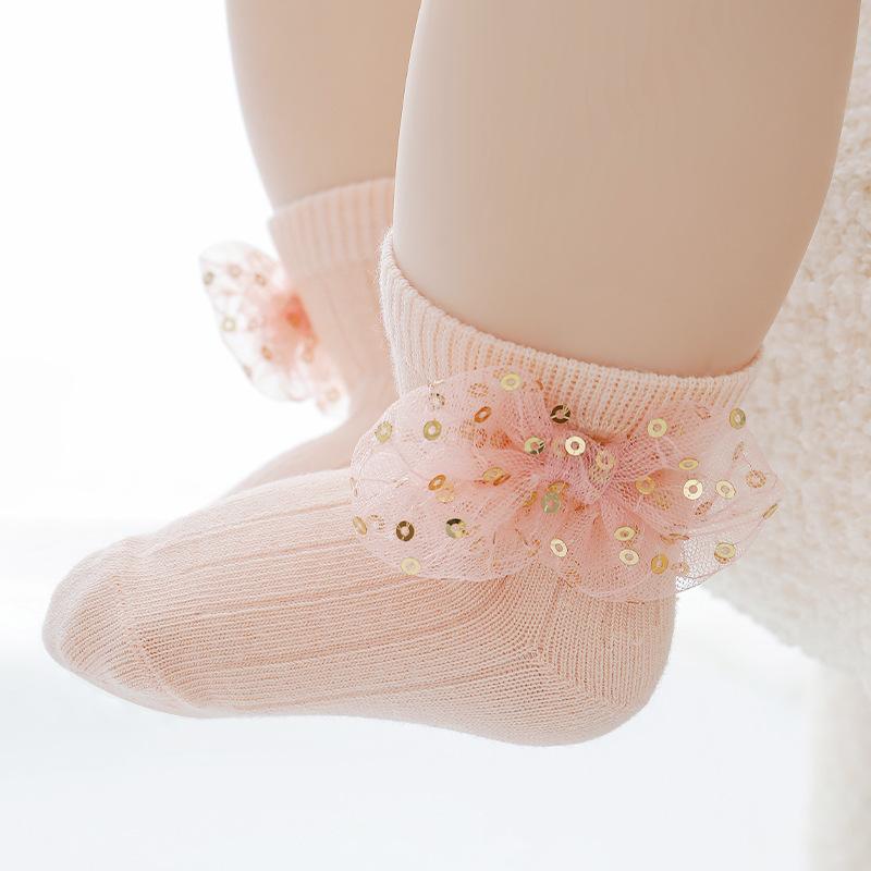 靴下 ベビー 女の子 赤ちゃん キッズ ソックス レース フリル リボン プリンセス かわいい 韓国 姫系 コットン 綿素材 通気性 ショート丈 お出かけ フォーマル 普段使い ホワイト ピンク イエロー オールシーズン
