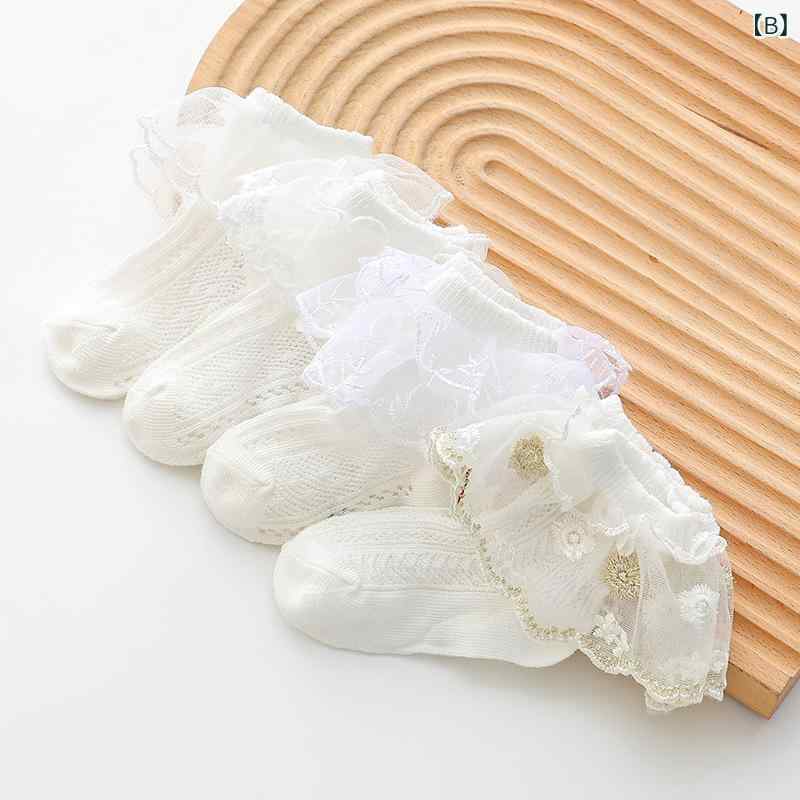靴下 女の子 ベビー キッズ 子供 春夏 ソックス レース フリル メッシュ 薄手 通気性 速乾 蒸れにくい かわいい プリンセス おしゃれ 普段使い 発表会 結婚式 綿 コットン 肌触り ホワイト 白 アイボリー 無地 3