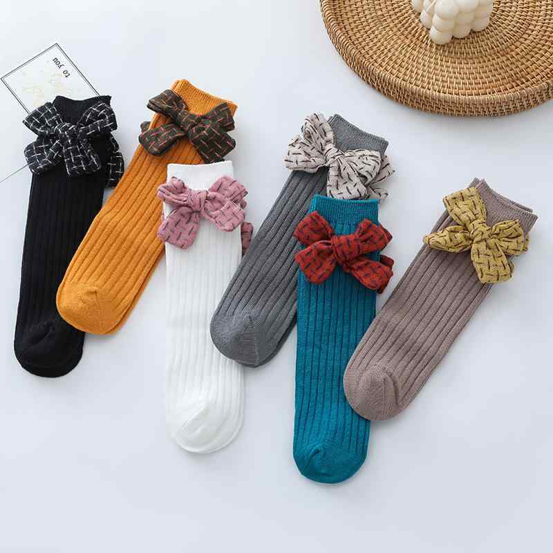 靴下 女の子 キッズ ベビー 子供 ソックス 膝下丈 ロング ニーハイ リボン プリンセス かわいい 通気性..