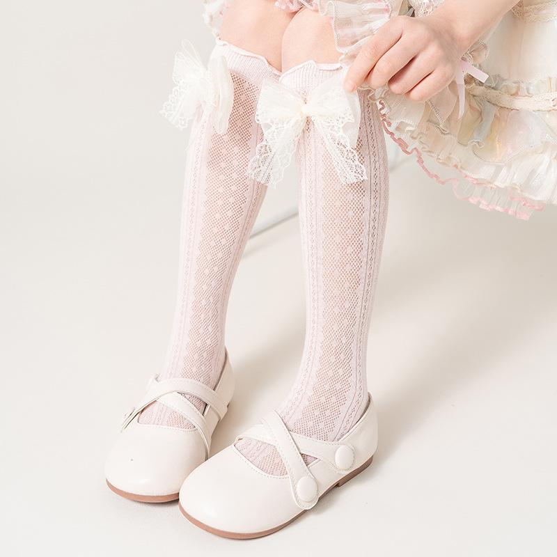 靴下 女の子 キッズ 子供 ベビー ハイソックス ニーハイソックス ロングソックス メッシュ 網目 薄手 ..