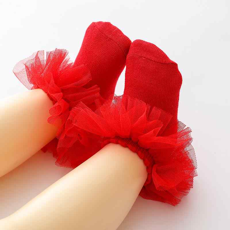 靴下 ベビー キッズ 女の子 赤ちゃん 春秋 ソックス フリル レース プリンセス お姫様 かわいい 綿 通気性 吸汗 薄手 伸縮性 ショート丈 メッシュ 韓国 柔らかい フォーマル お出かけ 普段使い 白 赤 ワインレッド