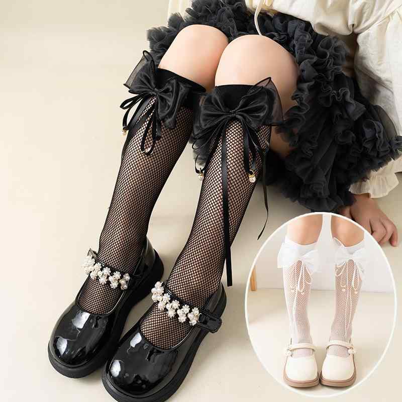 靴下 女の子 キッズ ベビー 春夏 ソックス メッシュ 通気性 吸汗 ナイロン リボン レース フリル ハイ..