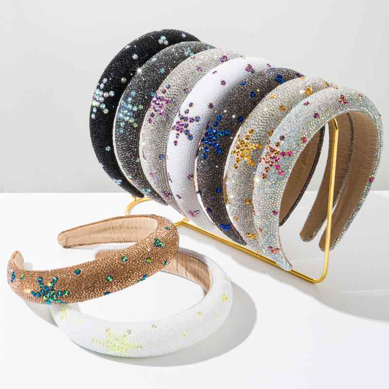カチューシャ レディース ヘアアクセサリー 韓国 スポンジ ボリュームアップ 小顔効果 上品 エレガント 高級感 六芒星 ラインストーン ジルコニア 合金 通勤 オフィス パーティー パープル イエロー ブラック