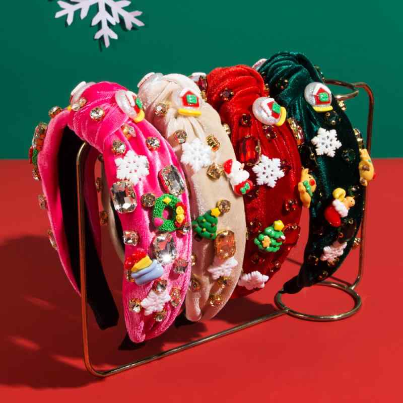 カチューシャ レディース 秋冬 クリスマス ベルベット 髪飾り ヘアバンド ヘアアクセサリー クリスマスツリー サンタクロース 雪の結晶 ラインストーン パーティー イベント レッド グリーン ブラウン 華やか