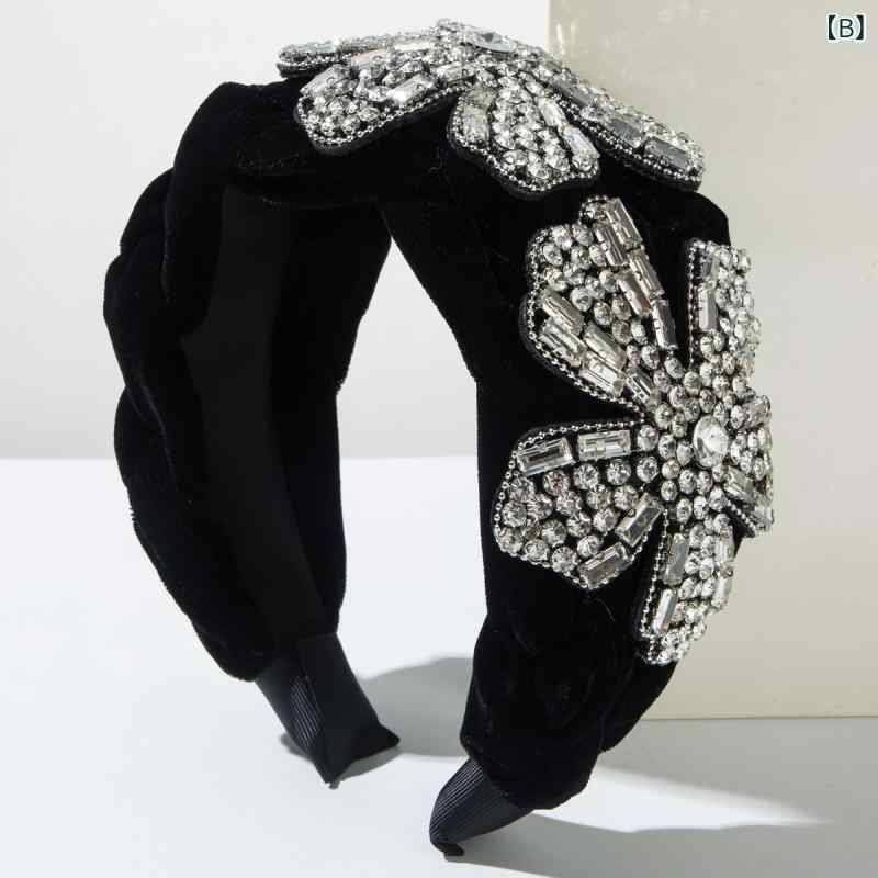 カチューシャ レディース 秋冬 欧米風 ベロア ベルベット 厚手 ヘッドバンド 髪飾り 花 フラワー リボン ビジュー ラインストーン キラキラ 編み込み 高級感 かわいい 普段使い 結婚式 パーティー