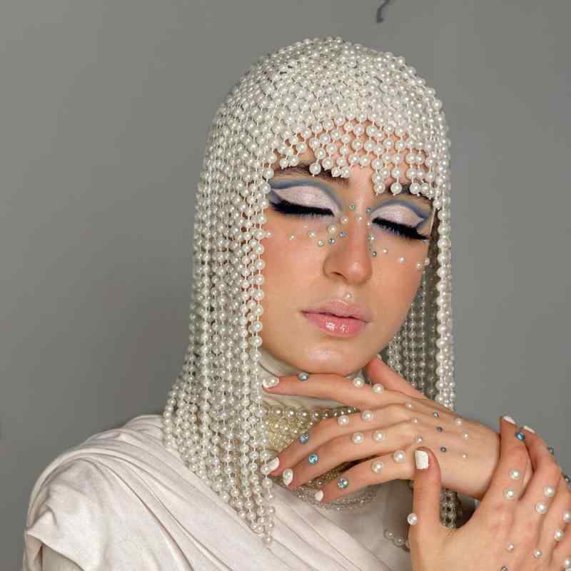 ヘアアクセサリー レディース 髪飾り ヘッドドレス カチューシャ 額飾り パール タッセル 電気メッキ加..