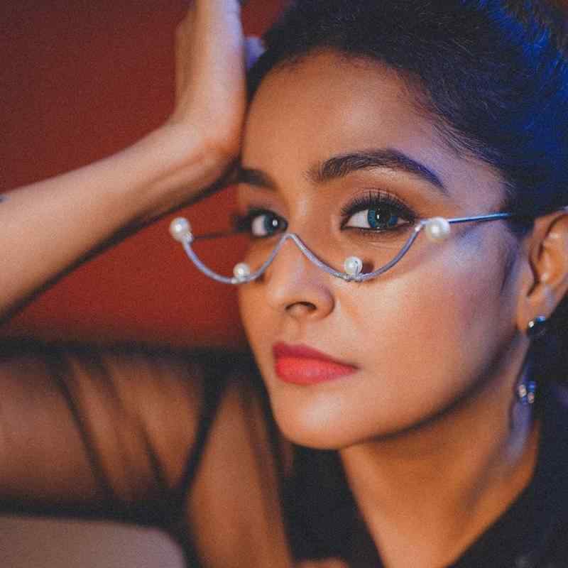 眼鏡フレーム レディース メンズ オーバル型 ハーフリム パール 水滴チャーム ラインストーン 銅合金 ..