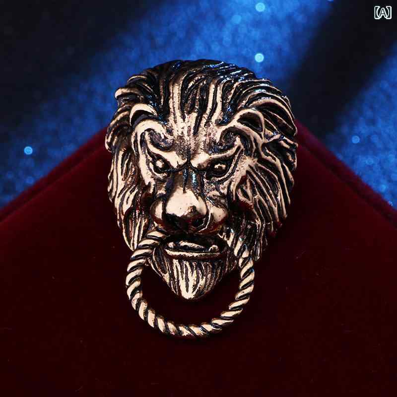 ブローチ メンズ 男性用 ラペルピン アクセサリー ビンテージ レトロ 百獣の王 雄...