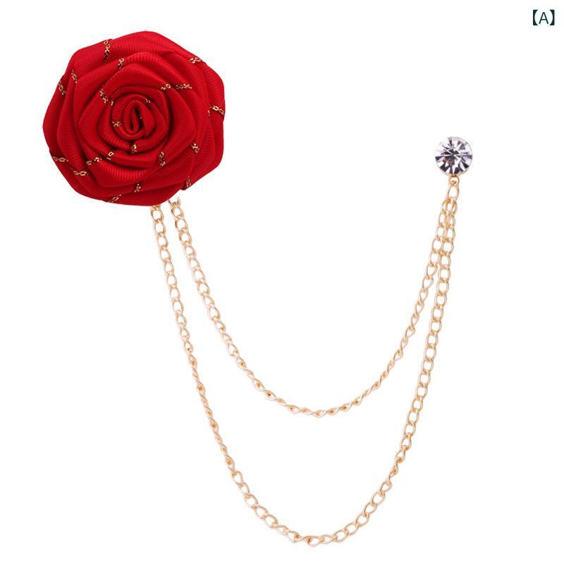 ブローチ メンズ レディース コサージュ 薔薇 バラ 花 モチーフ 布製 ハンドメイド...