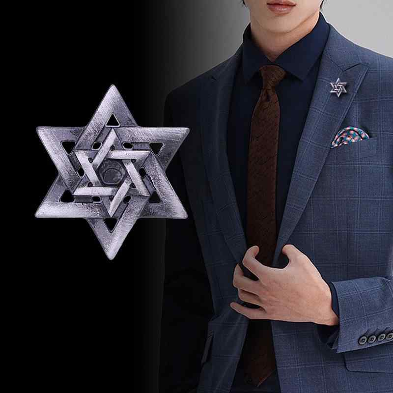 ブローチ メンズ ピンバッジ ラペルピン バッジ ピンブローチ 六芒星 ヘキサグラム 星型 星 小ぶり ミ..