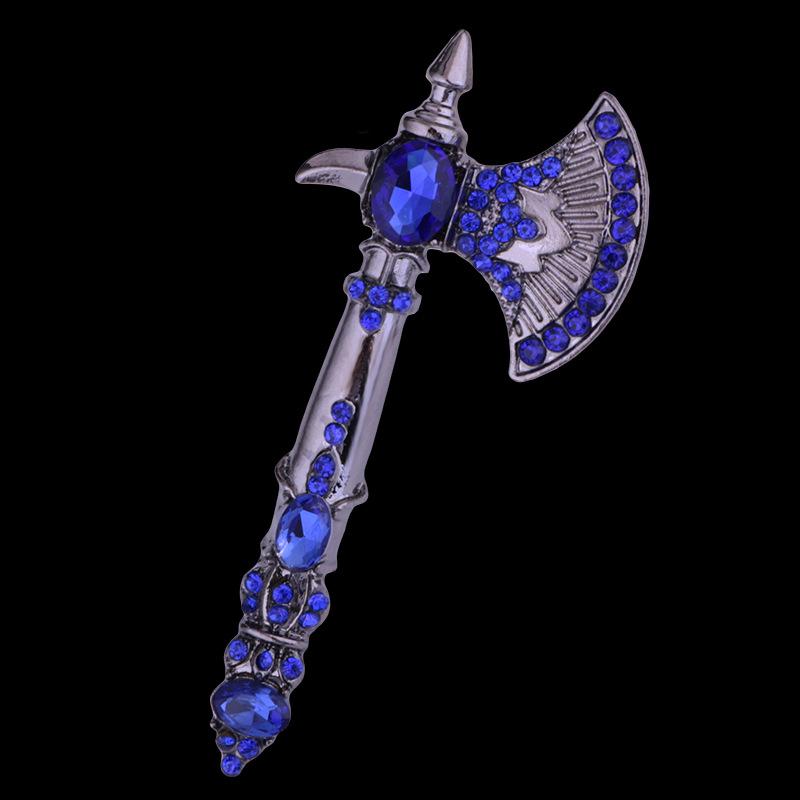 ブローチ メンズ レディース 斧 戦斧 ヴィンテージ風風 アンティーク調 ラインストーン ジルコニア 電..