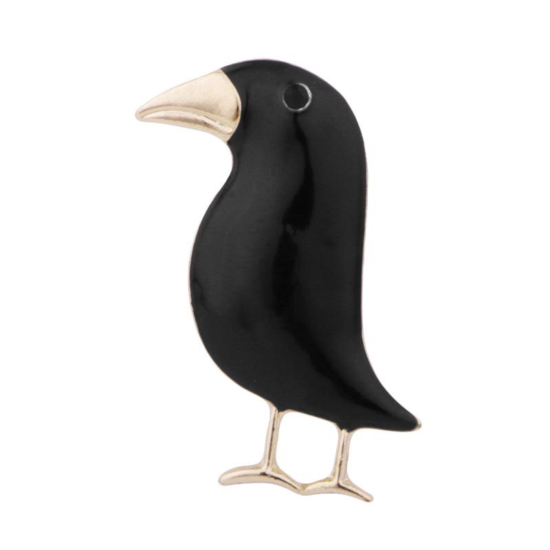 ブローチ メンズ レディース カラス 小鳥 動物 ピンバッジ アクセサリー 個性的 欧米風 ブラック ゴールド 黒 合金 エナメル加工 普段使い パーティー アンティーク調 存在感 襟元 バッグ 帽子