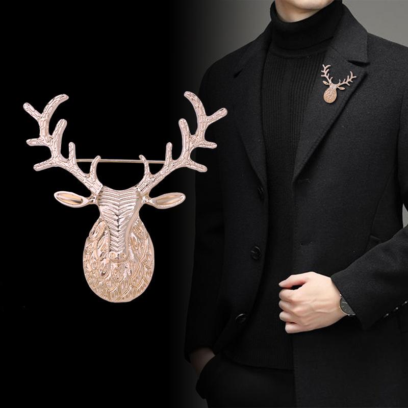 ブローチ メンズ レディース 鹿 シカ トナカイ アニマル 動物 モチーフ コサージュ アクセサリー 秋冬 ..