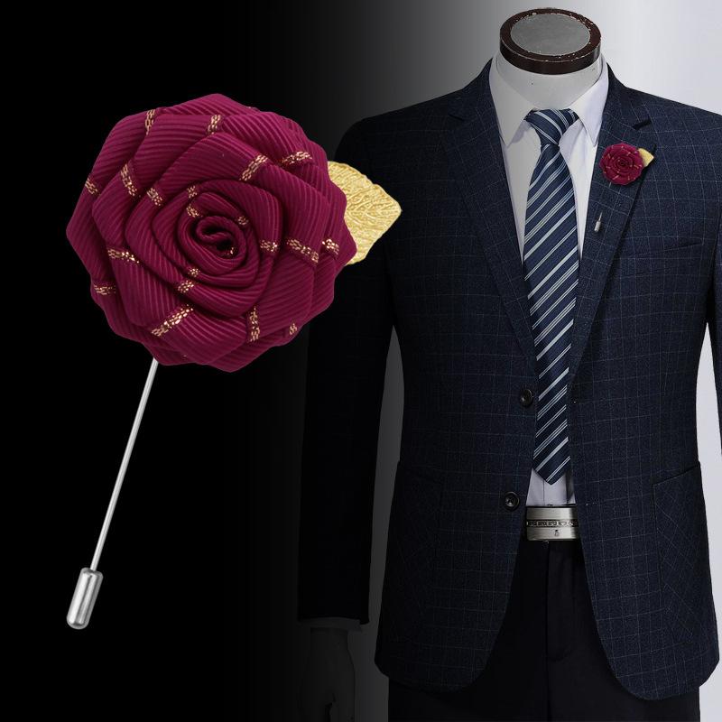 ブローチ メンズ レディース コサージュ ピンバッジ 高級感 レトロ ハンドメイド リボン ローズゴール..