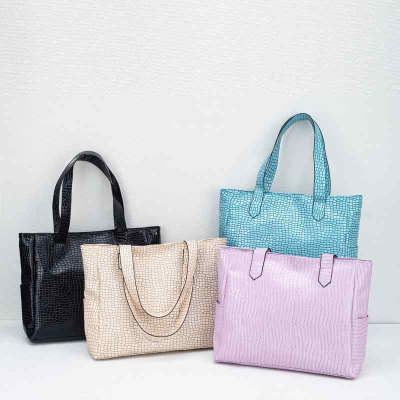 トートバッグ レディース ハンドバッグ 鞄 大容量 PVC 肩掛け 手提げ 通勤 通学 旅行 カジュアル シンプル アーバン 高級感 丈夫 軽量 撥水 耐久性 収納 整理 秋冬 アイボリー ブラック ブルー(4.0)