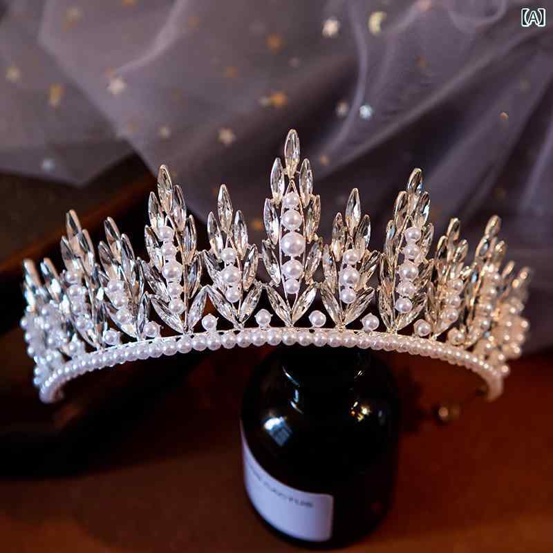 ティアラ レディース 王冠 クラウン ヘッドドレス 結婚式 披露宴 誕生日 シルバー 電気メッキ加工 ラインストーン ジルコニア キラキラ 高級感 プリンセス 華やか エレガント 韓国 髪飾り 花嫁 ジュエリー ゴージャス 2