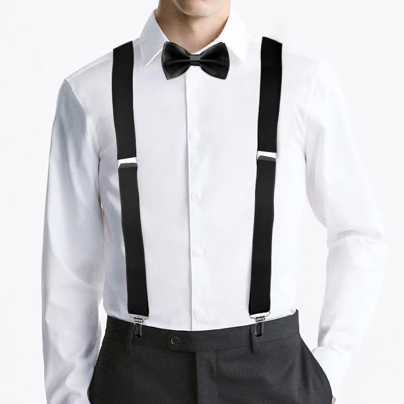 サスペンダー メンズ レディース 英国風 ブリティッシュ クリップ式 強力 ゴム 伸縮性 ストレッチ サイズ調整 Y字 ズボン吊り 肩紐 ジャガード 春夏 カジュアル フォーマル 撮影用 黒 赤 ネイビー