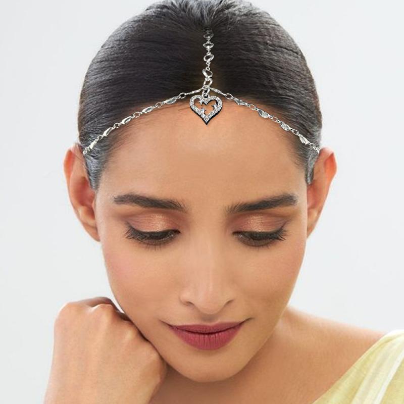 ヘアアクセサリー レディース 髪飾り ヘッドドレス ハート チェーン ボヘミアン シンプル ラインストーン しずく シルバー ゴールド 春夏 結婚式 パーティー リゾート エスニック 華やか ビジュー 電気メッキ加工
