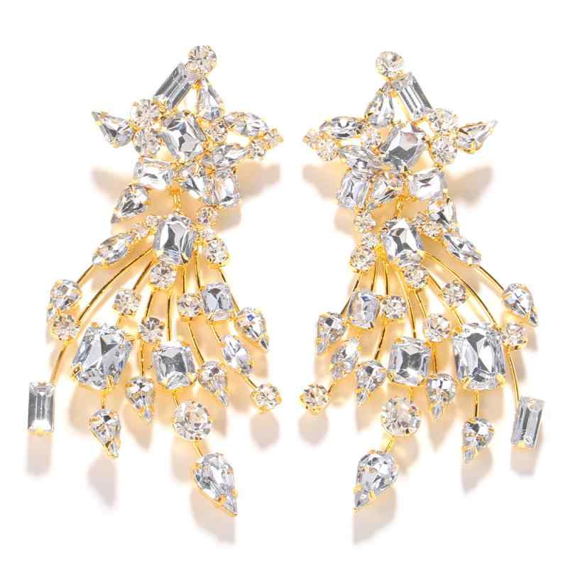 ピアス レディース 六芒星 スター ラインストーン ビジュー タッセル 揺れる ロング シルバー ゴールド 電気メッキ加工 キラキラ ゴージャス 上品 華やか フォーマル パーティー 結婚式 シンプル 春夏 個性的 ジュエリー