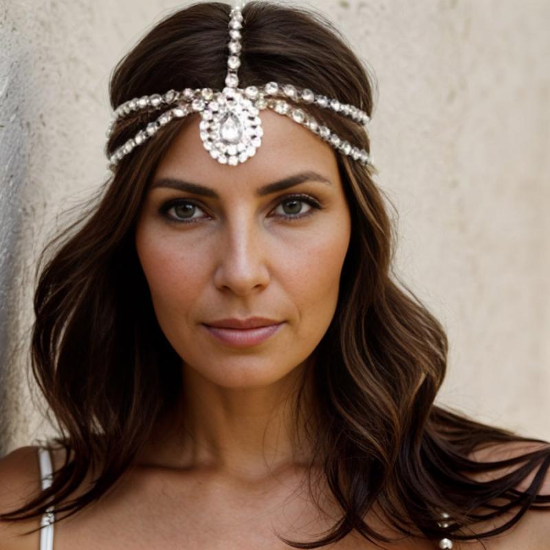 ヘアアクセサリー レディース ヘッドドレス 額飾り チェーン エスニック ボヘミアン 民族調 しずく型 ..