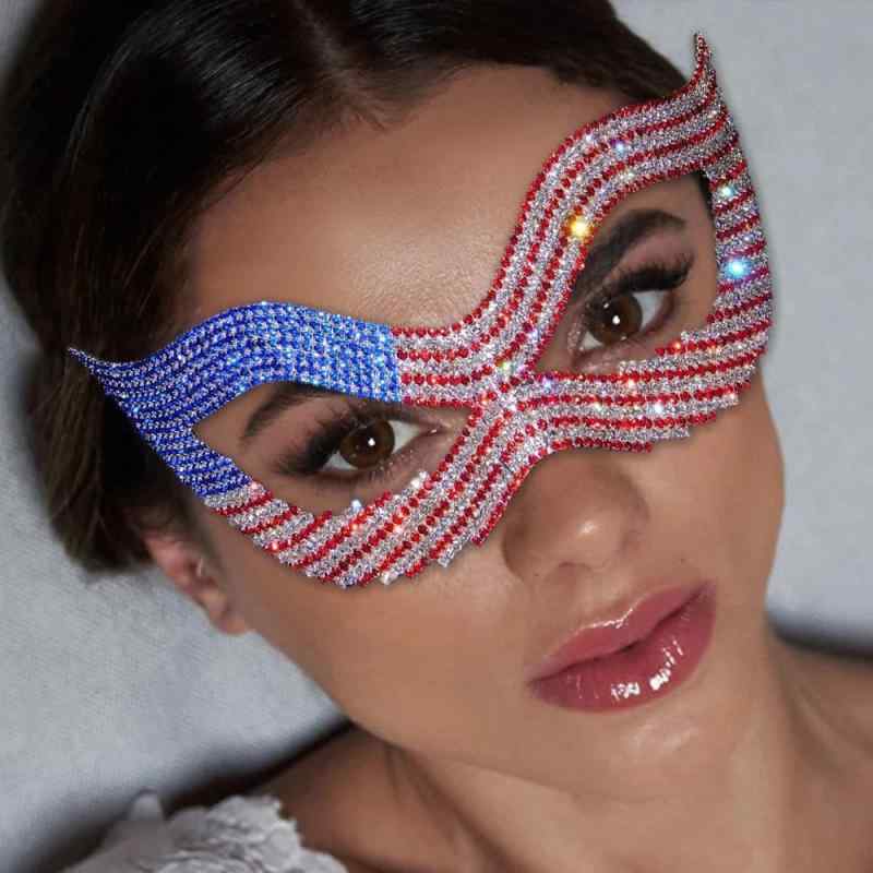 仮面 レディース ハーフマスク マスク カーニバル 仮面舞踏会 パーティー ラインストーン ジルコニア ビジュー 電気メッキ加工 銅製 メタル アクセサリー シルバー ゴールド 個性的 華やか 舞台 小道具 キラキラ コスプレ 衣装 変装