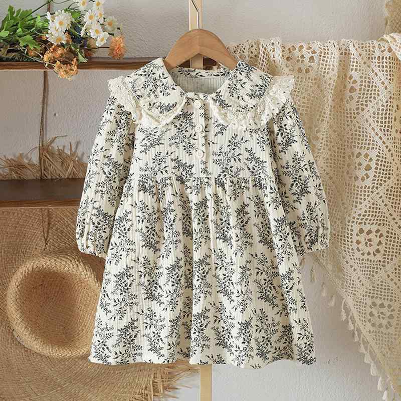ワンピース 女の子 ベビー キッズ 長袖 花柄 綿 春秋 Aライン プリンセス かわいい おしゃれ 韓国 柔ら..