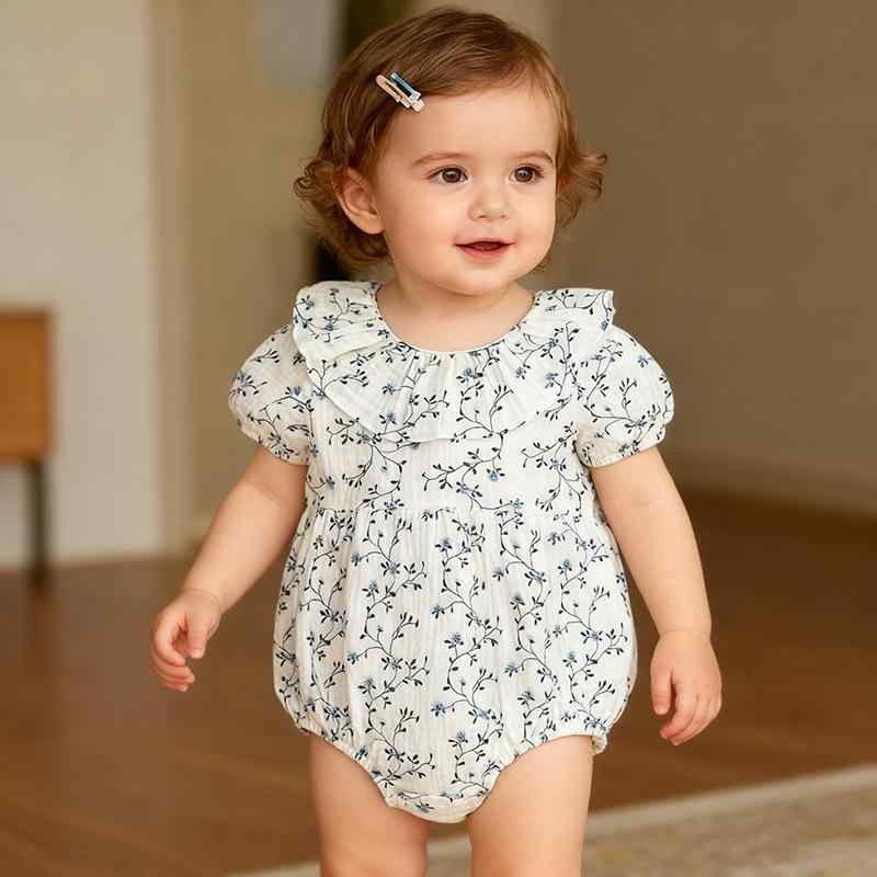 ロンパース ベビー 男の子 女の子 赤ちゃん 子供服 半袖 カバーオール ボディスーツ 春夏 綿100 小花柄..