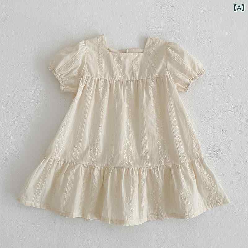ワンピース 女の子 キッズ 子供服 ベビー服 春夏 綿 コットン 半袖 スクエアネック...