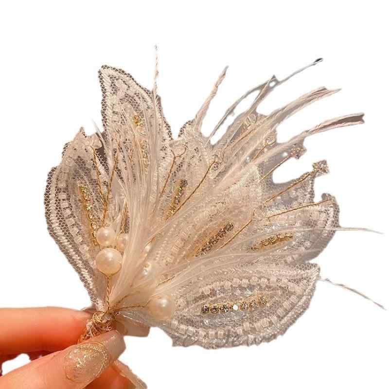 ヘアアクセサリー キッズ 女の子 髪飾り クリップ ダッカールピン ラインストーン チュール ビーズ フ..