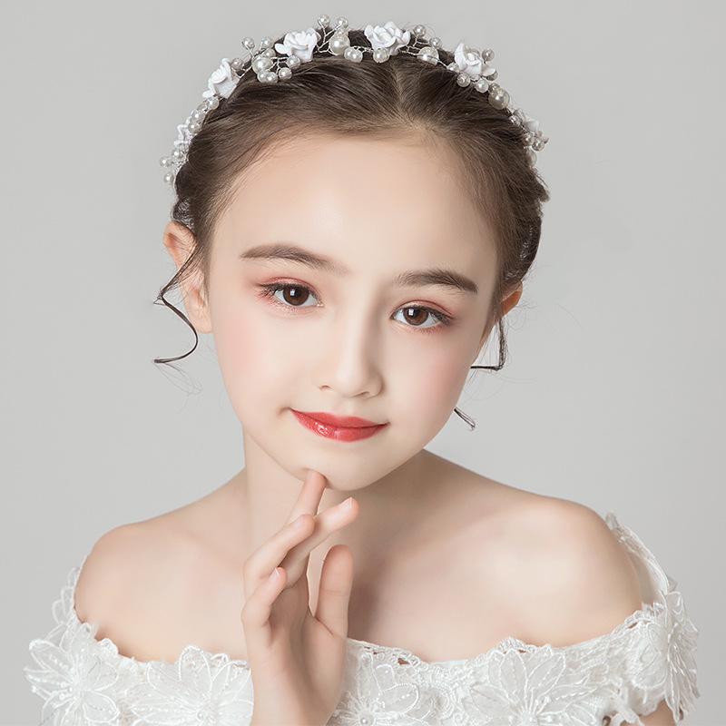 カチューシャ 女の子 キッズ 子供 髪飾り ヘッドドレス ヘアアクセサリー パール フラワー 花 モチーフ かわいい 白 ホワイト ハンドメイド お姫様 プリンセス 結婚式 発表会 入学式 フォーマル 清楚 華やか 韓国