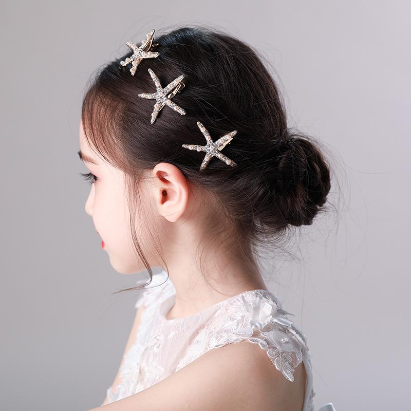 ヘアアクセサリー 女の子 キッズ ヘアクリップ ヘアピン 髪飾り ヘッドドレス 星 ヒトデ スター パール..