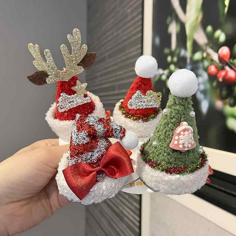 ヘアアクセサリー 男の子 女の子 ベビー キッズ 子供 ピン クリップ 髪留め ヘッドドレス サンタ帽 立..