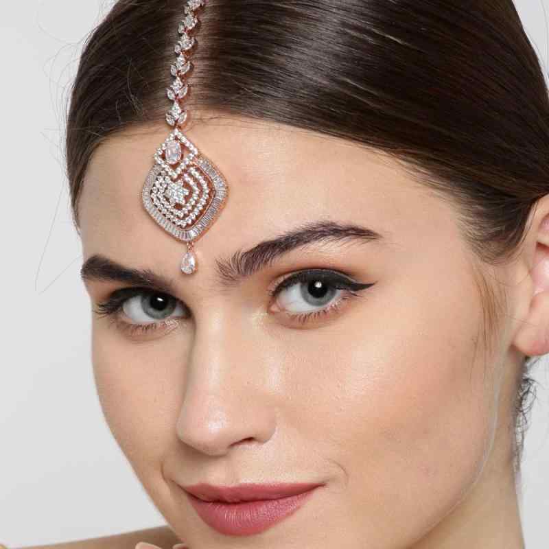 ヘアアクセサリー レディース 額飾り ヘッドドレス 民族風 ジルコニア シルバー ゴールド 電気メッキ加..