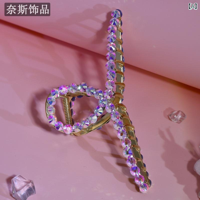 樂天商城 - ヘアクリップ レディース 髪留め バンス 大きめ アクセサリー ポニーテール アップスタイル ラインストーン ジルコニア チェコクリスタル キラキラ カラフル ハンドメイド 布製 通勤 普段使い お出かけ 上品 高級感 クロス シンプル 秋冬