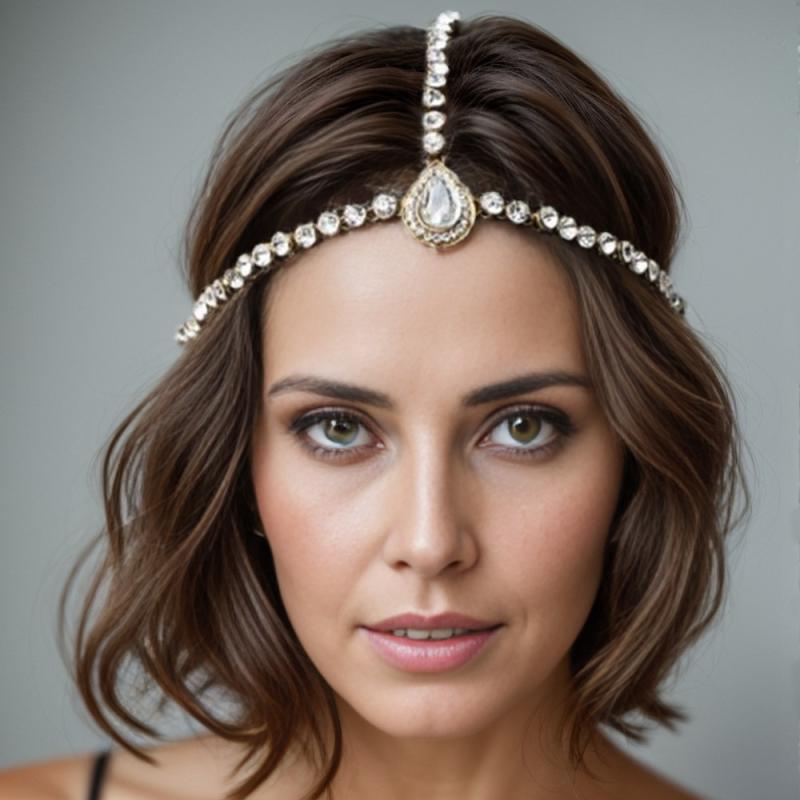 Other - ヘアアクセサリー レディース ヘッドドレス ヘッドチェーン カチューシャ ボヘミアン エスニック ティアドロップ ラインストーン ビジュー キラキラ 高級感 ゴールド シルバー 秋冬 結婚式 パーティー 発表会 華やか おしゃれ 髪飾り