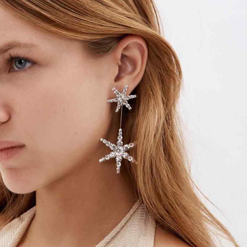 ピアス レディース 六芒星 ヘキサグラム スター ゴールド シルバー バイカラー 高級感 ラインストーン ジルコニア 電気メッキ加工 欧米風 フレンチ 通勤 オフィス 普段使い キラキラ 華やか 上品 おしゃれ