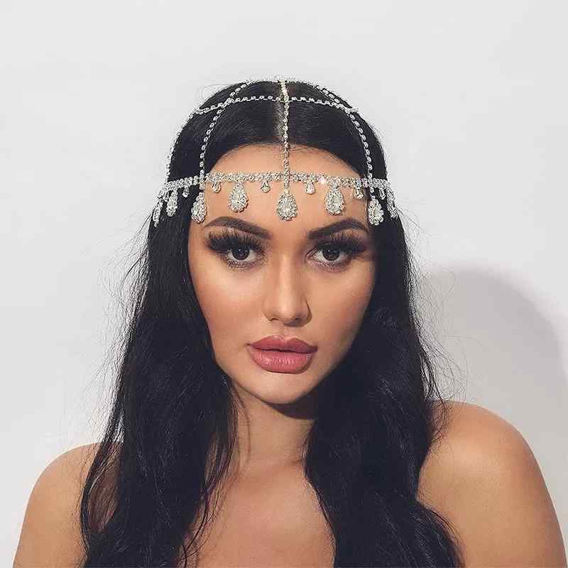 ヘッドドレス レディース カチューシャ ヘアアクセサリー 髪飾り ティアドロップ 水滴型 ペンダント メ..