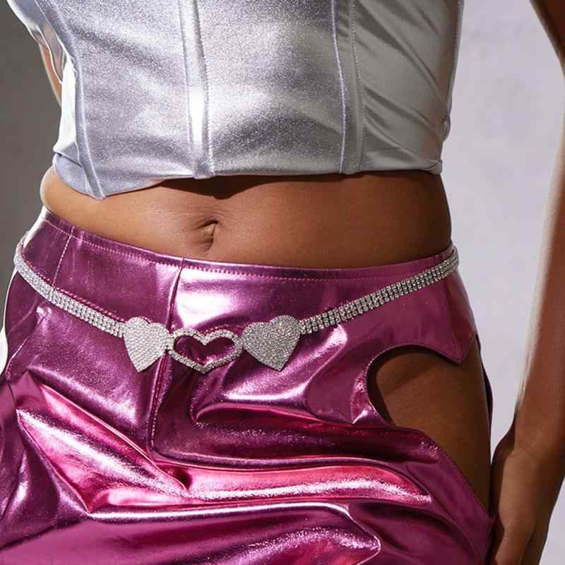 ボディチェーン レディース 腰 飾り ハート型 ラインストーン キラキラ 高級感 合金 ジルコニア ビジュ..