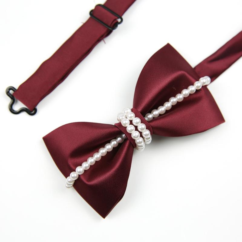 蝶ネクタイ メンズ レトロ パール 無地 高級感 ポリエステル ジャガード 蝶形 結婚式 パーティー 舞台 黒 ワインレッド アイボリー 紳士 礼服 冠婚葬祭 ボウタイ ネクタイ おしゃれ ファッション小物