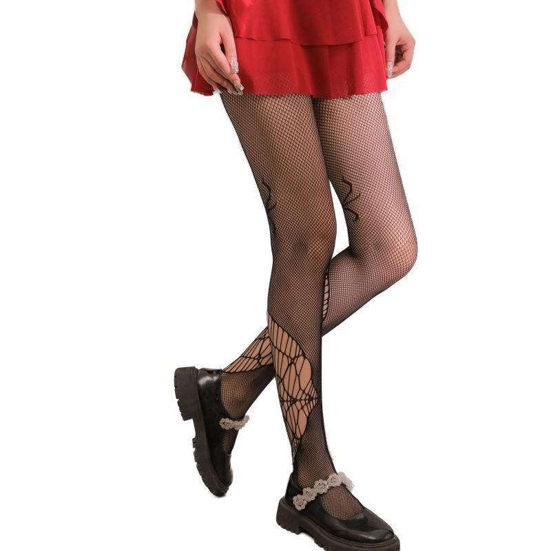 タイツ レディース ハロウィン コスプレ パーティー クモの巣柄 セクシー ジャガード パンティストッキング 仮装 衣装 ブラック ポリエステル 薄手 美脚 秋冬 シアー メッシュ ネット 透け感