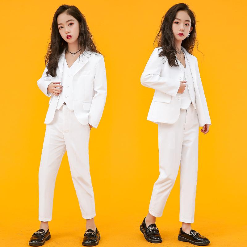 Other - スーツ 男の子 女の子 キッズ 子供 セットアップ 白 ホワイト 無地 英国風 フォーマル 礼服 結婚式 発表会 七五三 コットン 高級感 おしゃれ かわいい テーラードジャケット スラックス ベスト