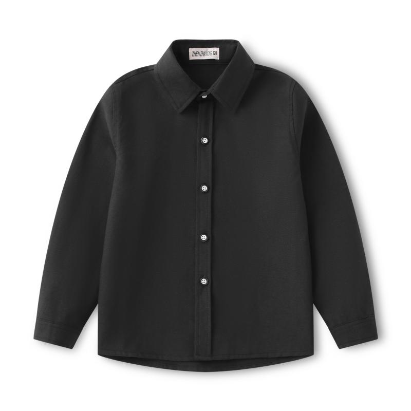 シャツ 男の子 女の子 長袖 黒 ブラック 春秋 薄手 トップス ジュニア 発表会 制服 通学 フォーマル 冠..