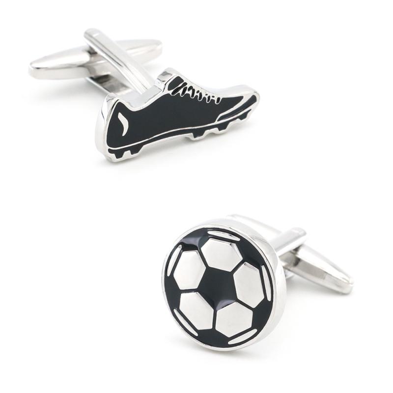Rakuten - カフスボタン メンズ レディース サッカー ボール スパイク シューズ 靴 スポーツ アクセサリー 紳士 飾り ファッション小物 電気メッキ加工 真鍮 高級感 おしゃれ 重厚感 ビジネス パーティー 普段使い ブラック 黒