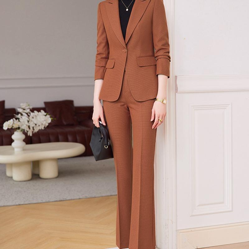 パンツスーツ レディース セットアップ 春秋 ビジネス 通勤 オフィス 高級感 テーラードジャケット ボトムス スラックス 礼服 ポリエステル ブラック ピンク オレンジ きれいめ 上品 エレガント 無地 長袖