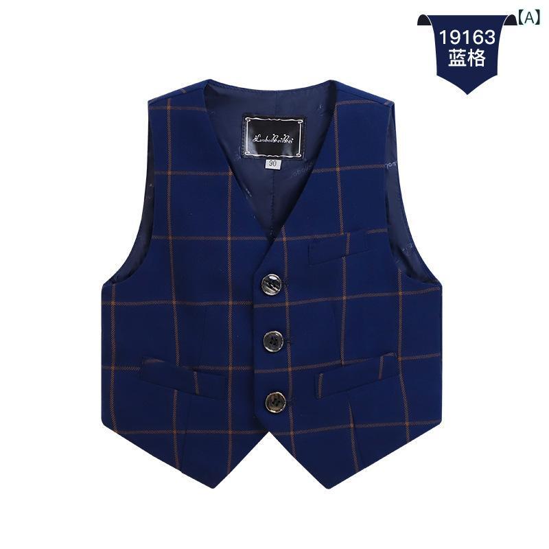 ベスト 男の子 キッズ 子供 フォーマル チョッキ ジレ 結婚式 発表会 七五三 韓国 英国風 シングルボタ..