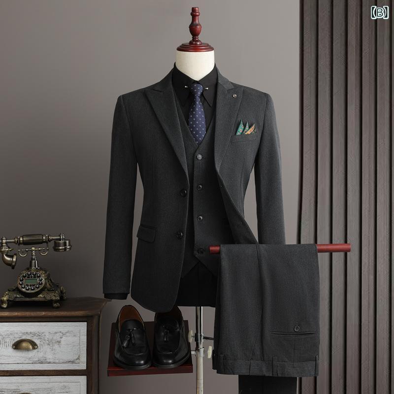 テーラードジャケット メンズ スーツ 男性用 スリム 細身 ビジネス カジュアル 通勤 シングル 2つボタン ピークドラペル 大きい 春秋 紳士服 上着 高級感 無地 フォーマル ポリエステル 黒 ダークグレー ネイビー